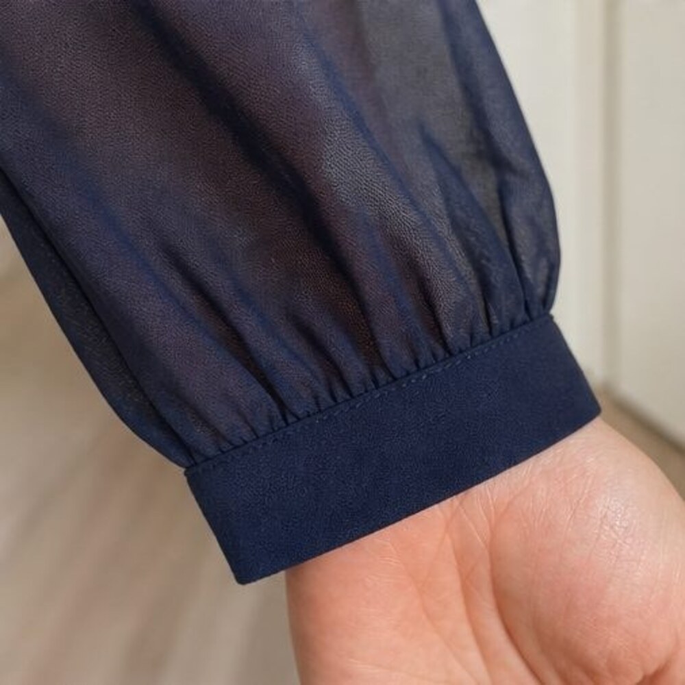 Navy Button Blouse - Picture 5 of 6
